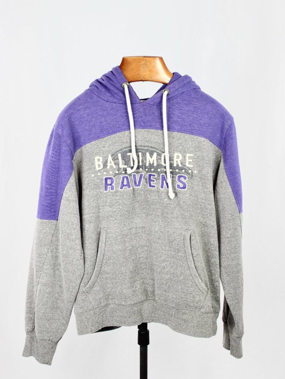 CAMPUS CREW Baltimore Ravens Grey Purple Cotton Blend Hoodie Sweatshirt, Size L